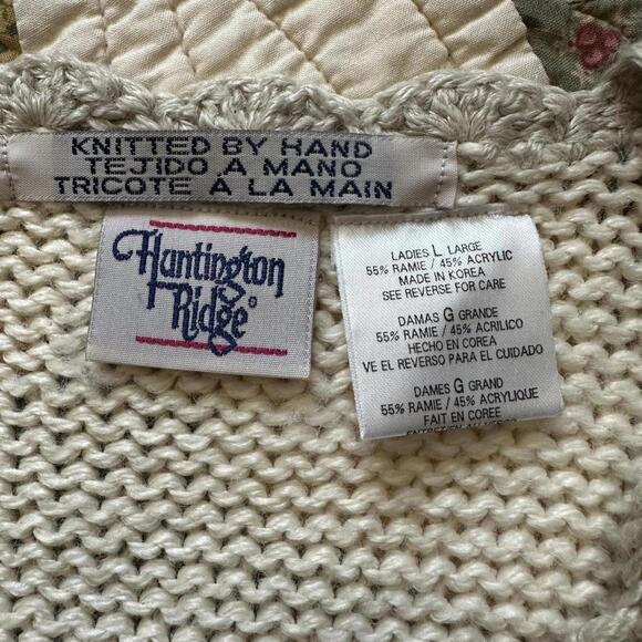 Vintage green and burgundy hand knit cottagecore boho granola vest - Picture 2 of 5